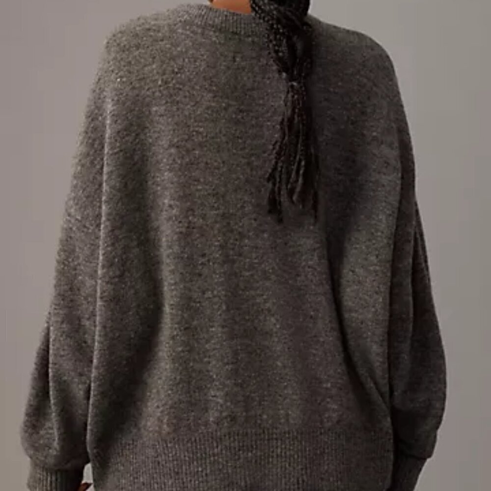 Anthropologie PILCRO Juno Crewneck Grey Wool Blend Sweater Size S preppy chic - Picture 2 of 16
